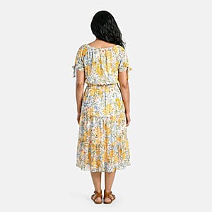 Joi De Vivre Ivory Floral Mesh Midi Dress XL