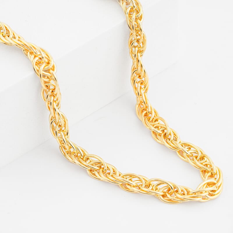 La Bella Italian Link Chain Necklace in 14K Yellow Gold Over Sterling Silver (20 Inches) 30.3 Grams