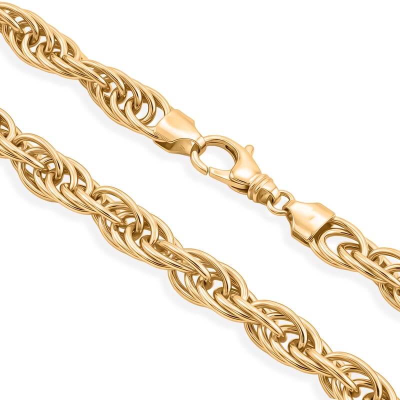 La Bella Italian Link Chain Necklace in 14K Yellow Gold Over Sterling Silver (20 Inches) 30.3 Grams