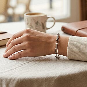 La Bella Italian Sterling Silver Paper Clip Chain Bracelet (7.50 In) (7 g)