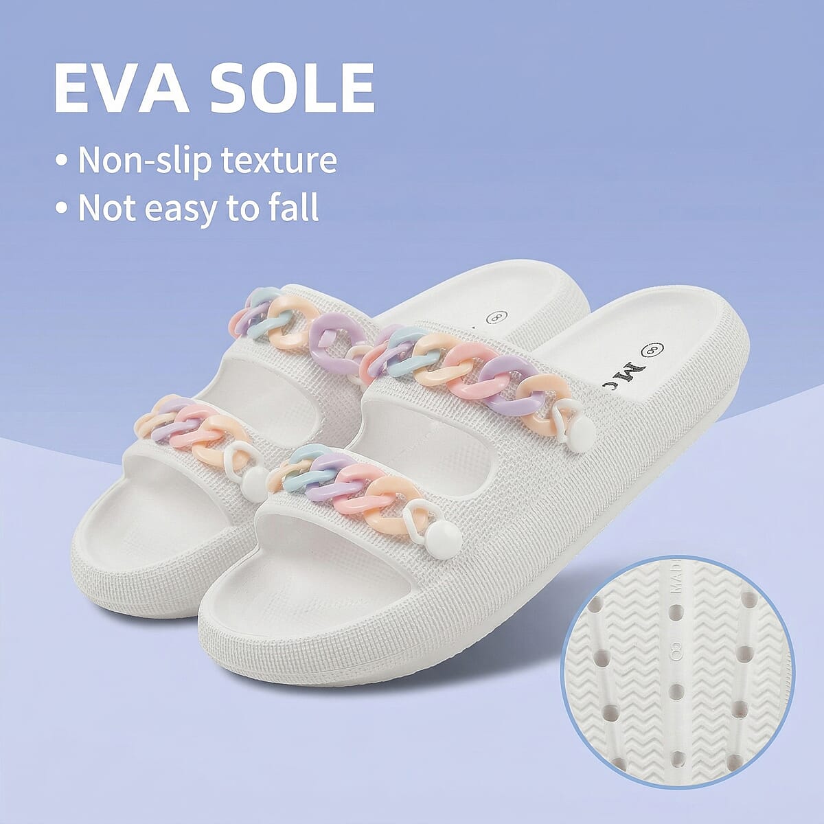 Mudd Ladies White Eva Chain Slides 6 image number 1