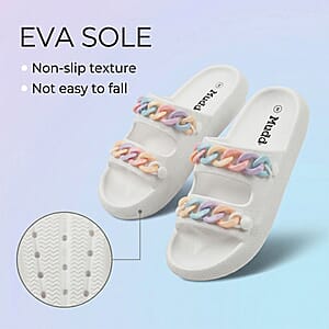 Mudd Ladies White Eva Chain Slides 6