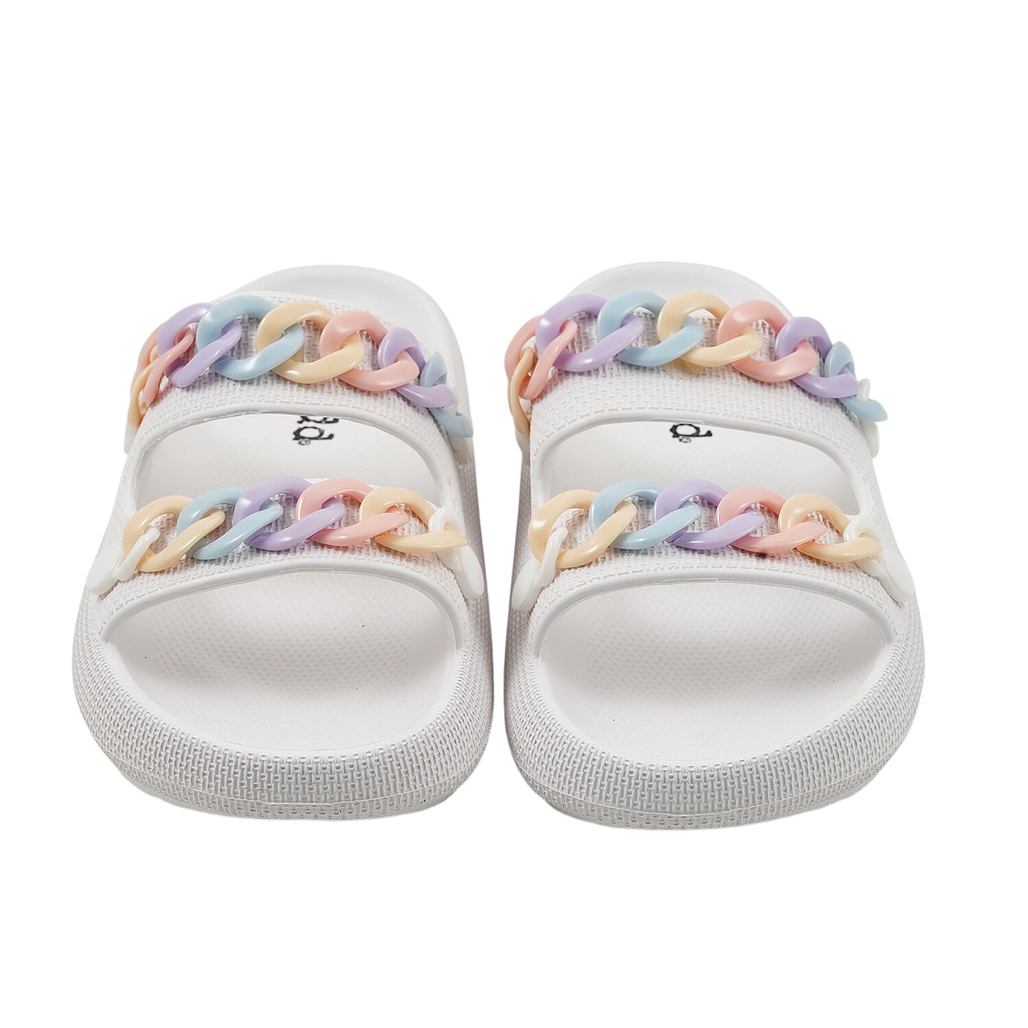 Mudd Ladies White Eva Chain Slides 6