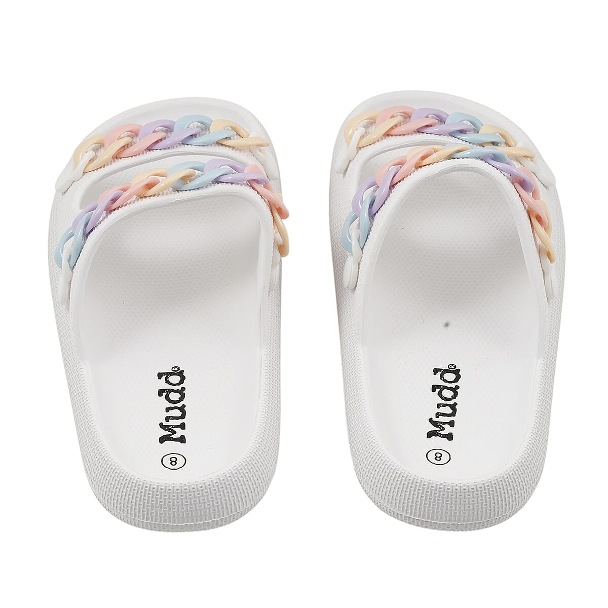 Mudd Ladies White Eva Chain Slides 6 image number 4