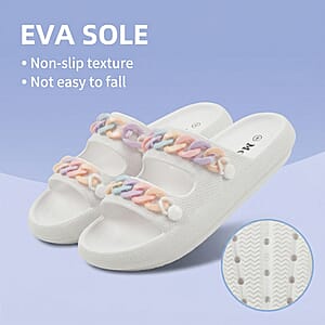 Mudd Ladies White Eva Chain Slides 8