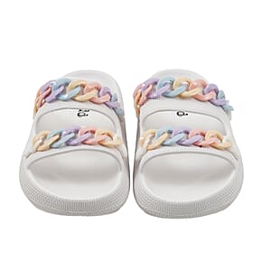 Mudd Ladies White Eva Chain Slides 8