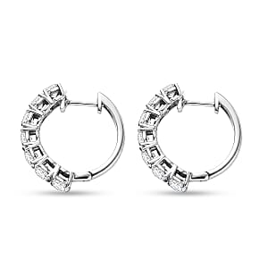 D'Joy Moissanite 3.20 ctw Hoop Earrings in Rhodium Over Sterling Silver