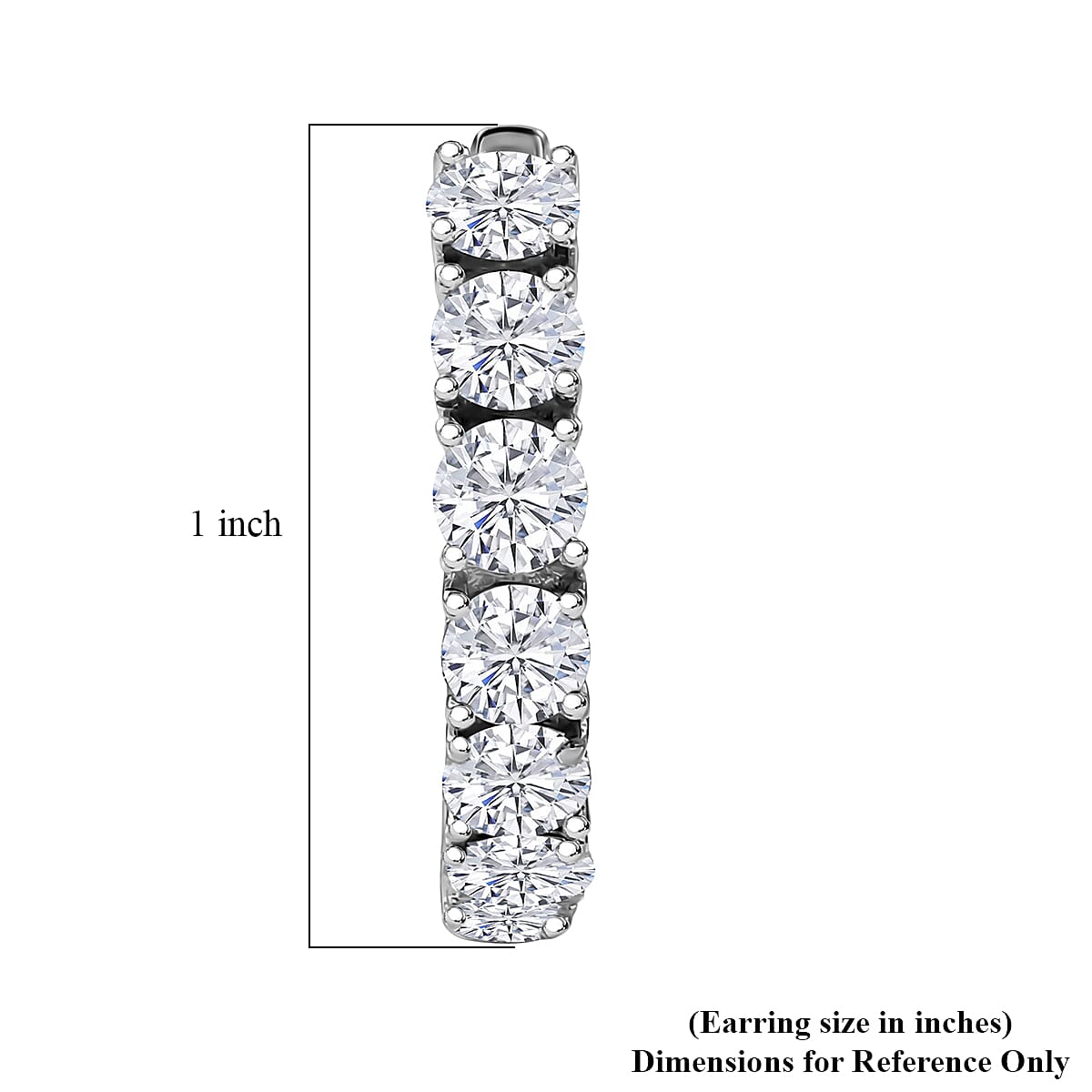 D'Joy Moissanite 3.20 ctw Hoop Earrings in Rhodium Over Sterling Silver