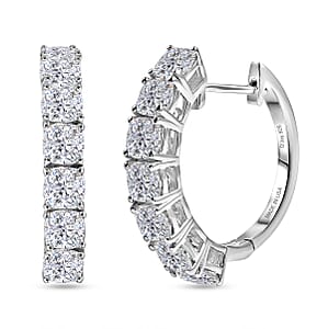 D'Joy Moissanite 4.35 ctw Hoop Earrings in Rhodium Over Sterling Silver