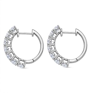 D'Joy Moissanite 4.35 ctw Hoop Earrings in Rhodium Over Sterling Silver