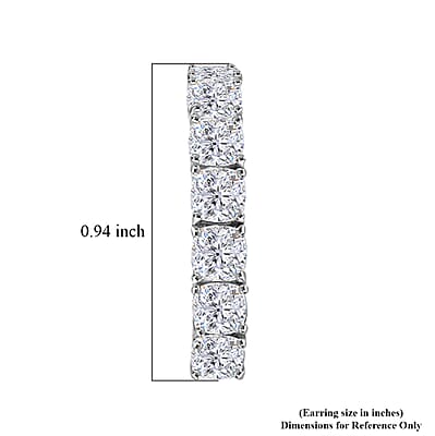 D'Joy Moissanite 4.35 ctw Hoop Earrings in Rhodium Over Sterling Silver