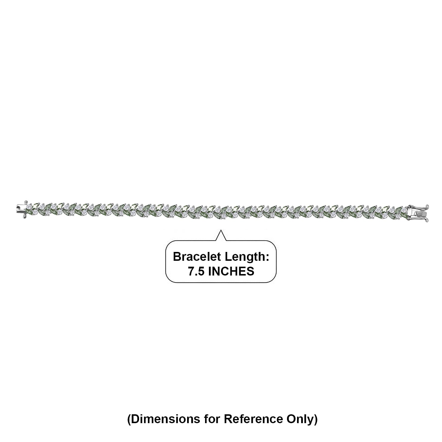 D'Joy Premium Milanoa Green Sapphire and Moissanite 9.65 ctw Emerald Vine Royale Bracelet in Rhodium Over Sterling Silver (7.25 In)