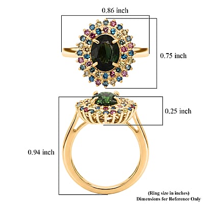 AAA Milanoa Green Sapphire and Luxuriant Lab Grown Multi Diamond SI 3.25 ctw Garden Royale Ring in 10K Yellow Gold (Size 8.0) 4.20 Grams