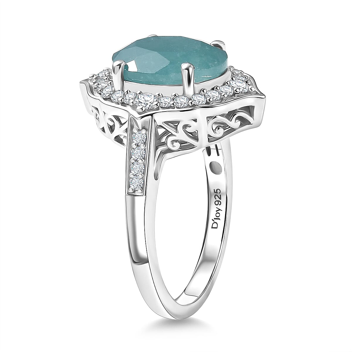 D'Joy Premium Grandidierite and Moissanite 4.60 ctw Ring in Rhodium Over Sterling Silver (Size 10.0) image number 3