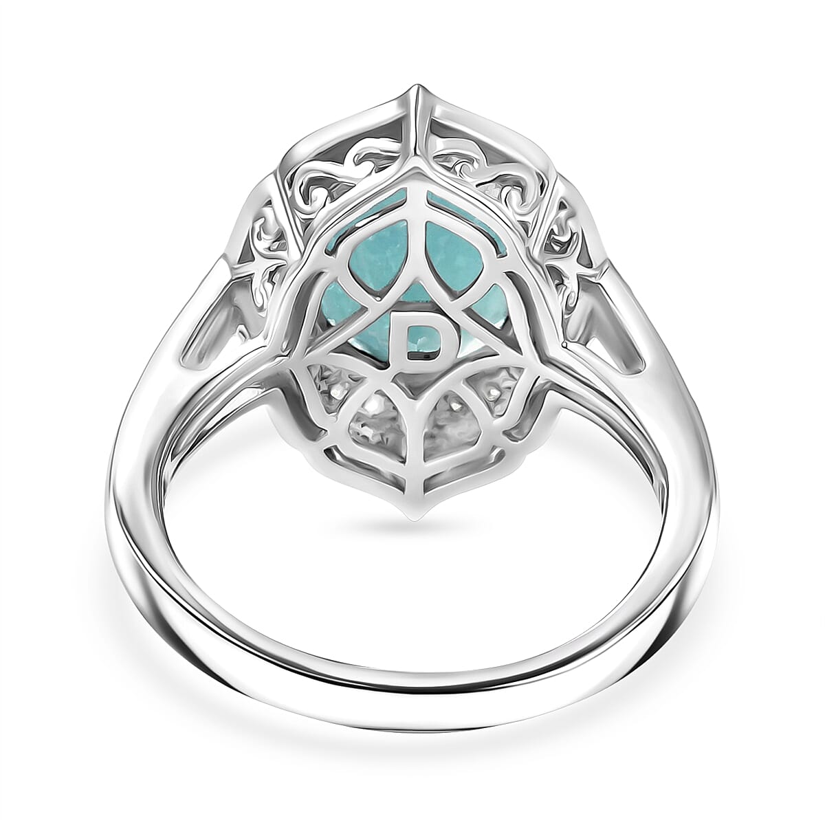 D'Joy Premium Grandidierite and Moissanite 4.60 ctw Ring in Rhodium Over Sterling Silver (Size 10.0) image number 4