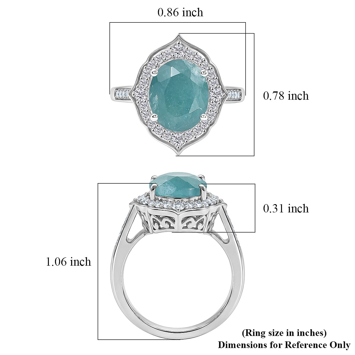 D'Joy Premium Grandidierite and Moissanite 4.60 ctw Ring in Rhodium Over Sterling Silver (Size 10.0) image number 5