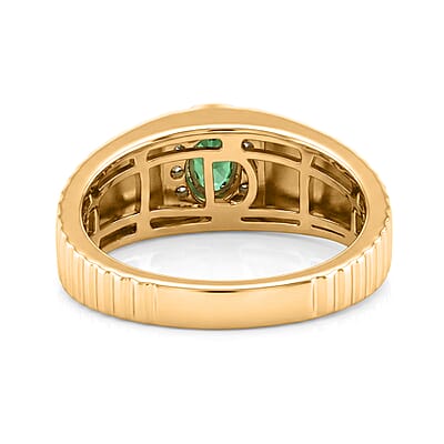 D'Joy Premium Milanoa Green Sapphire and Moissanite 0.85 ctw Men's Ring in 18K Vermeil Yellow Gold Over Sterling Silver (Size 12.0)