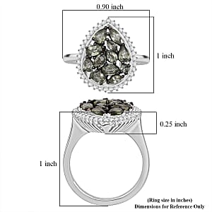 D'Joy Premium Green Sapphire and Moissanite 2.75 ctw Secret Garden Bloom Ring in Rhodium Over Sterling Silver (Size 10.0)