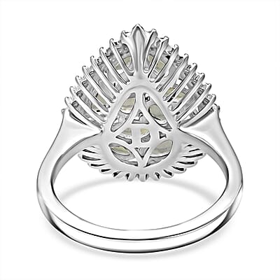 D'Joy Premium Milanoa Green Sapphire and Moissanite 2.75 ctw Secret Garden Bloom Ring in Rhodium Over Sterling Silver (Size 7.0)