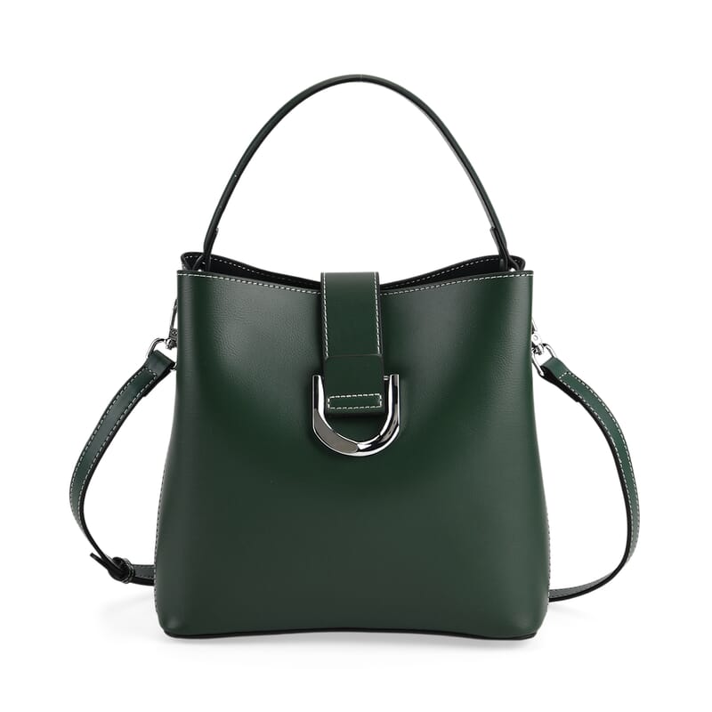 La Marey Green Genuine Leather Crossbody Bag with Long Strap