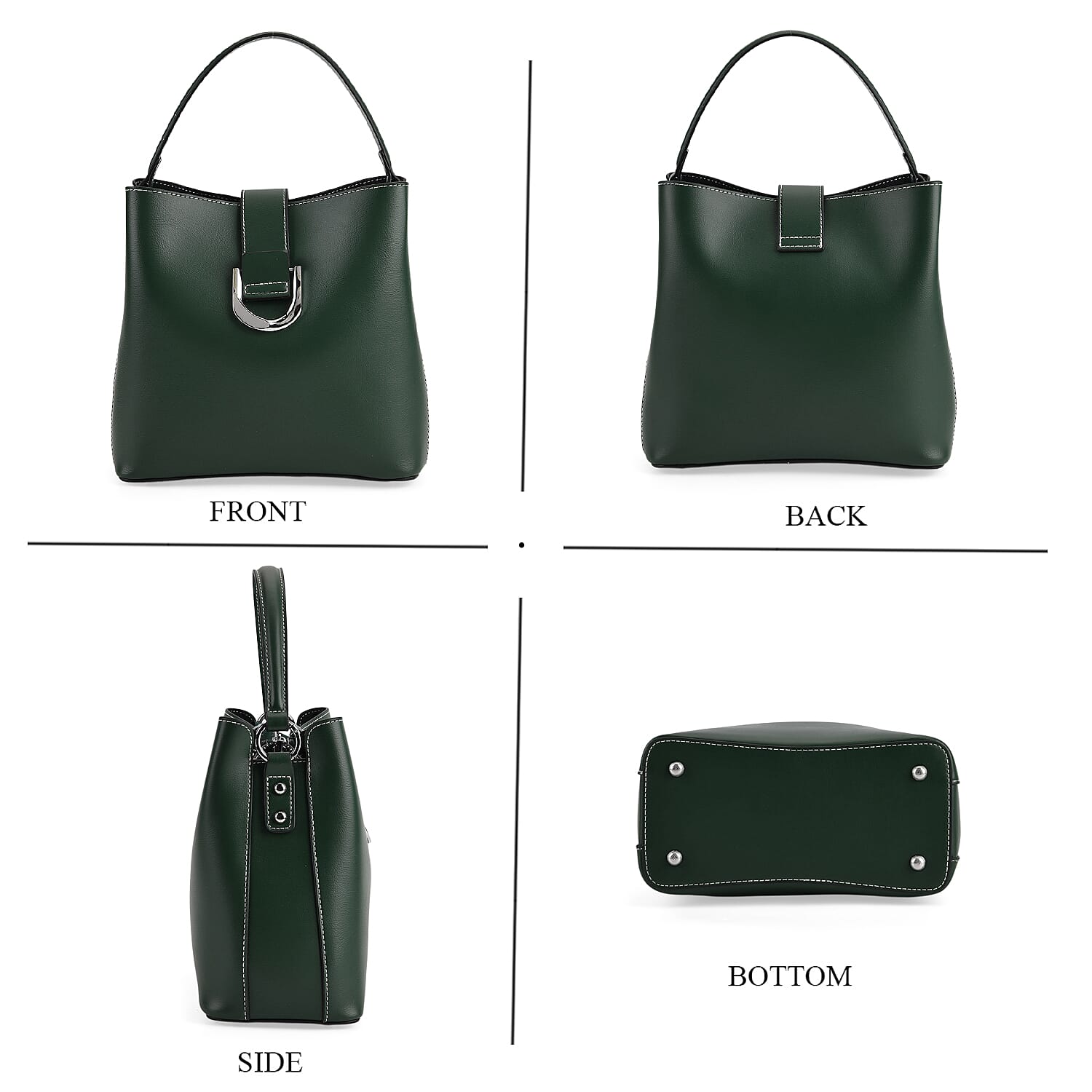 La Marey Green Genuine Leather Crossbody Bag with Long Strap
