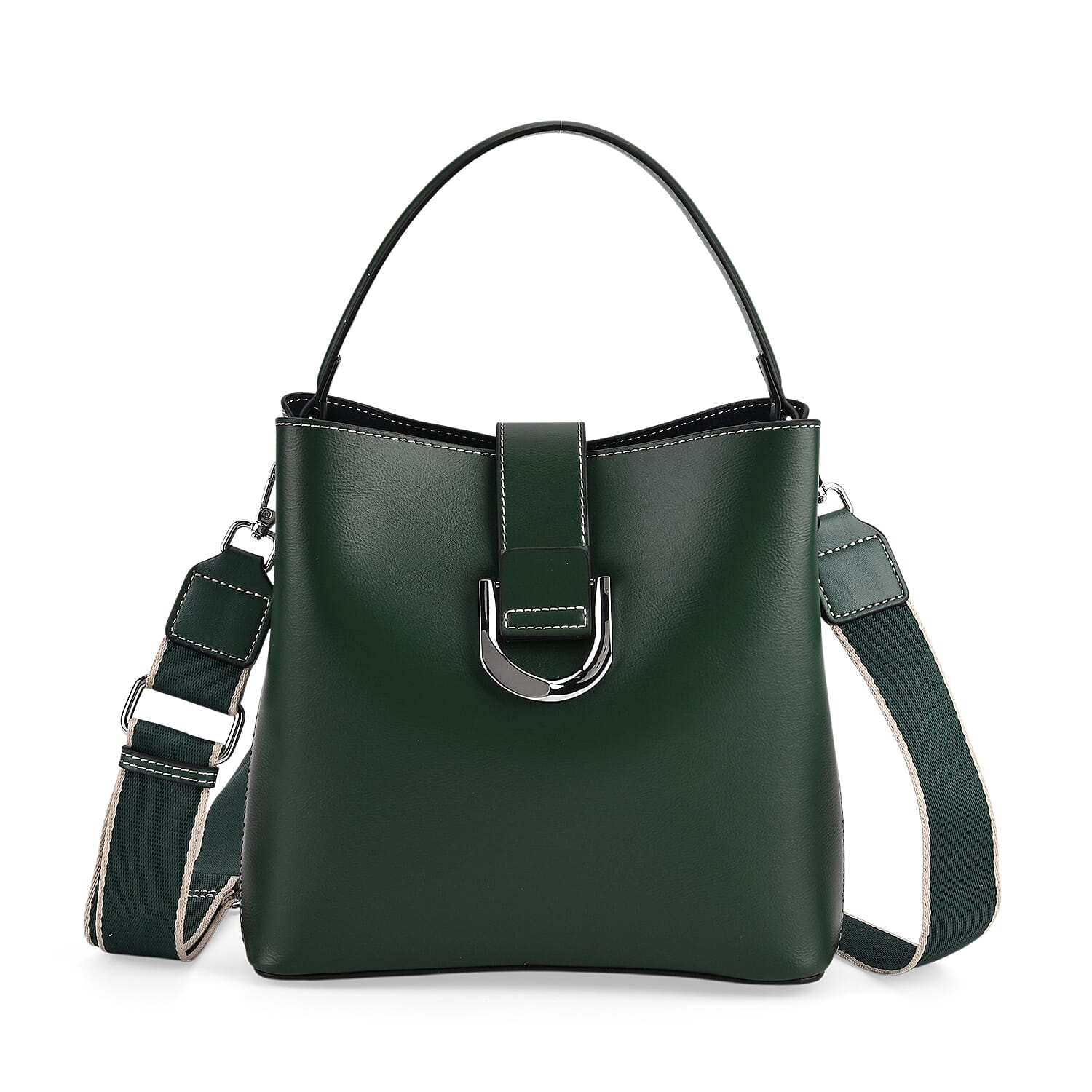 La Marey Green Genuine Leather Crossbody Bag with Long Strap
