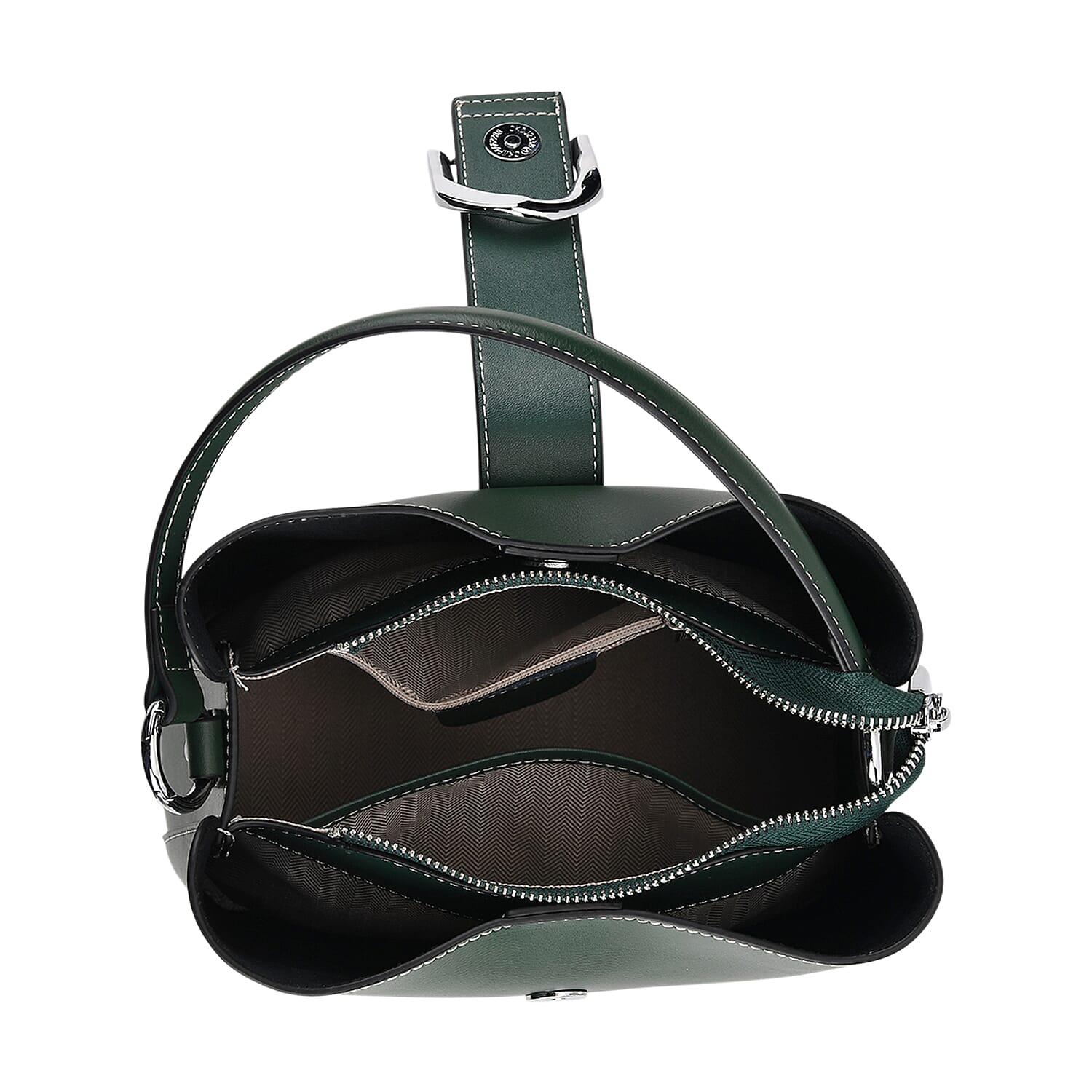 La Marey Green Genuine Leather Crossbody Bag with Long Strap