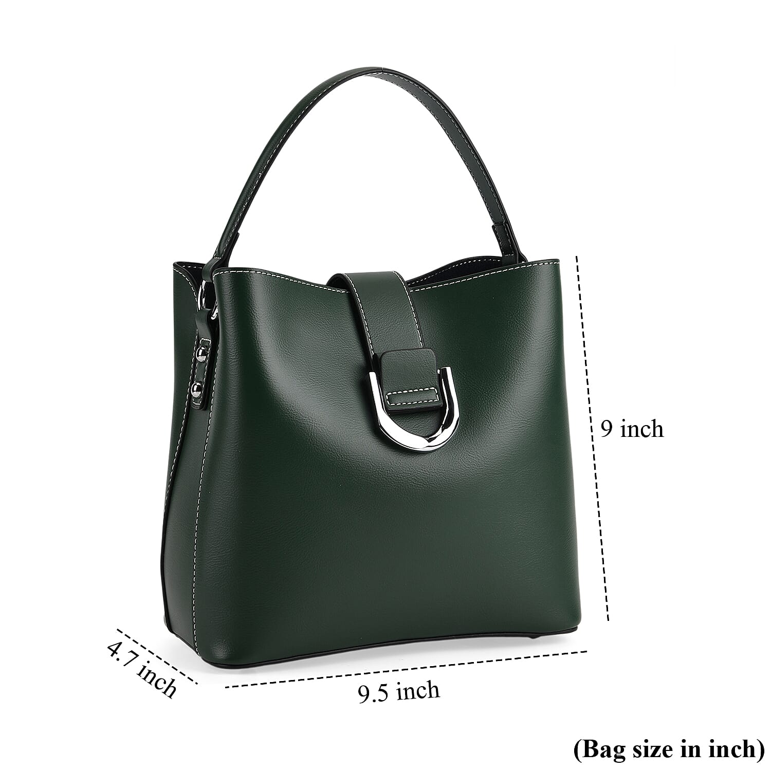 La Marey Green Genuine Leather Crossbody Bag with Long Strap