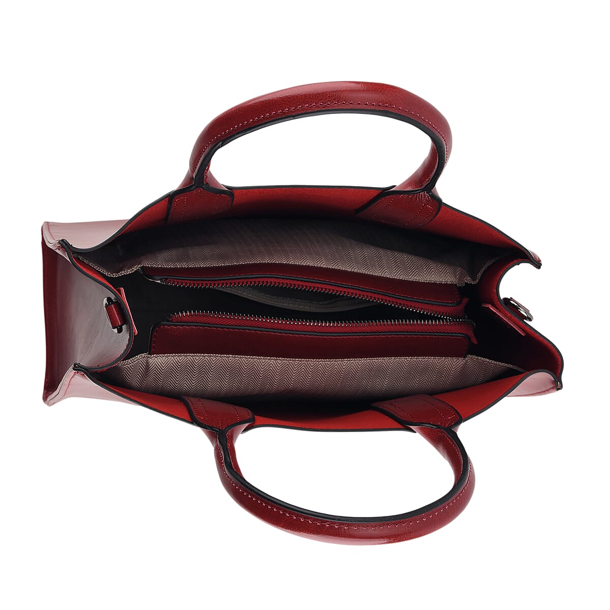 La Marey Red Genuine Leather Tote Bag with Long Strap image number 5