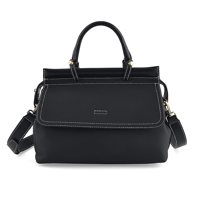 La Marey Green Genuine Leather Crossbody Bag with Leather Long Strap