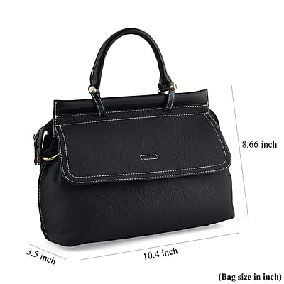 La Marey Green Genuine Leather Crossbody Bag with Leather Long Strap