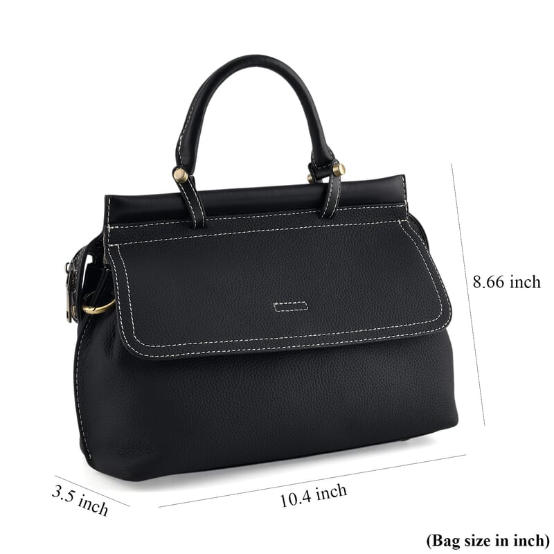 La Marey Green Genuine Leather Crossbody Bag with Leather Long Strap