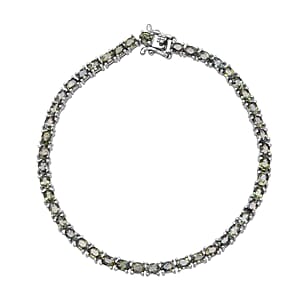 D'Joy Premium Green Sapphire 10.65 ctw Green Fire Enchantment Bracelet in Rhodium Over Sterling Silver (6.50 In)