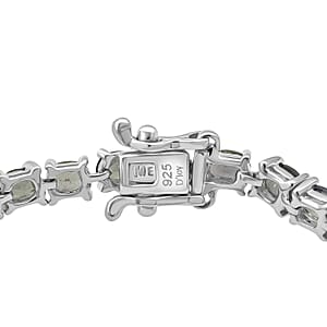 D'Joy Premium Green Sapphire 10.65 ctw Green Fire Enchantment Bracelet in Rhodium Over Sterling Silver (6.50 In)