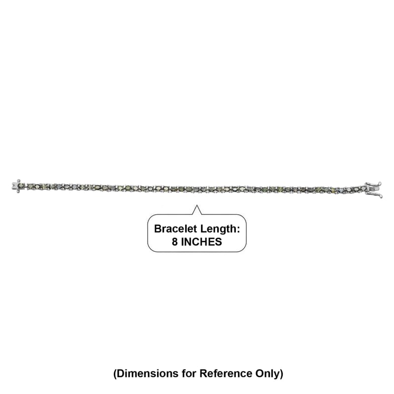 D'Joy Premium Milanoa Green Sapphire 9.65 ctw Green Fire Enchantment Bracelet in Rhodium Over Sterling Silver (6.50 In)