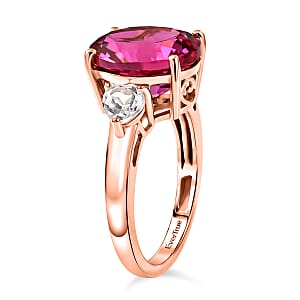 EverTrue Lab Created Pink and White Sapphire 7.50 ctw Crown Ring in 18K RG Plated (Size  6.0)