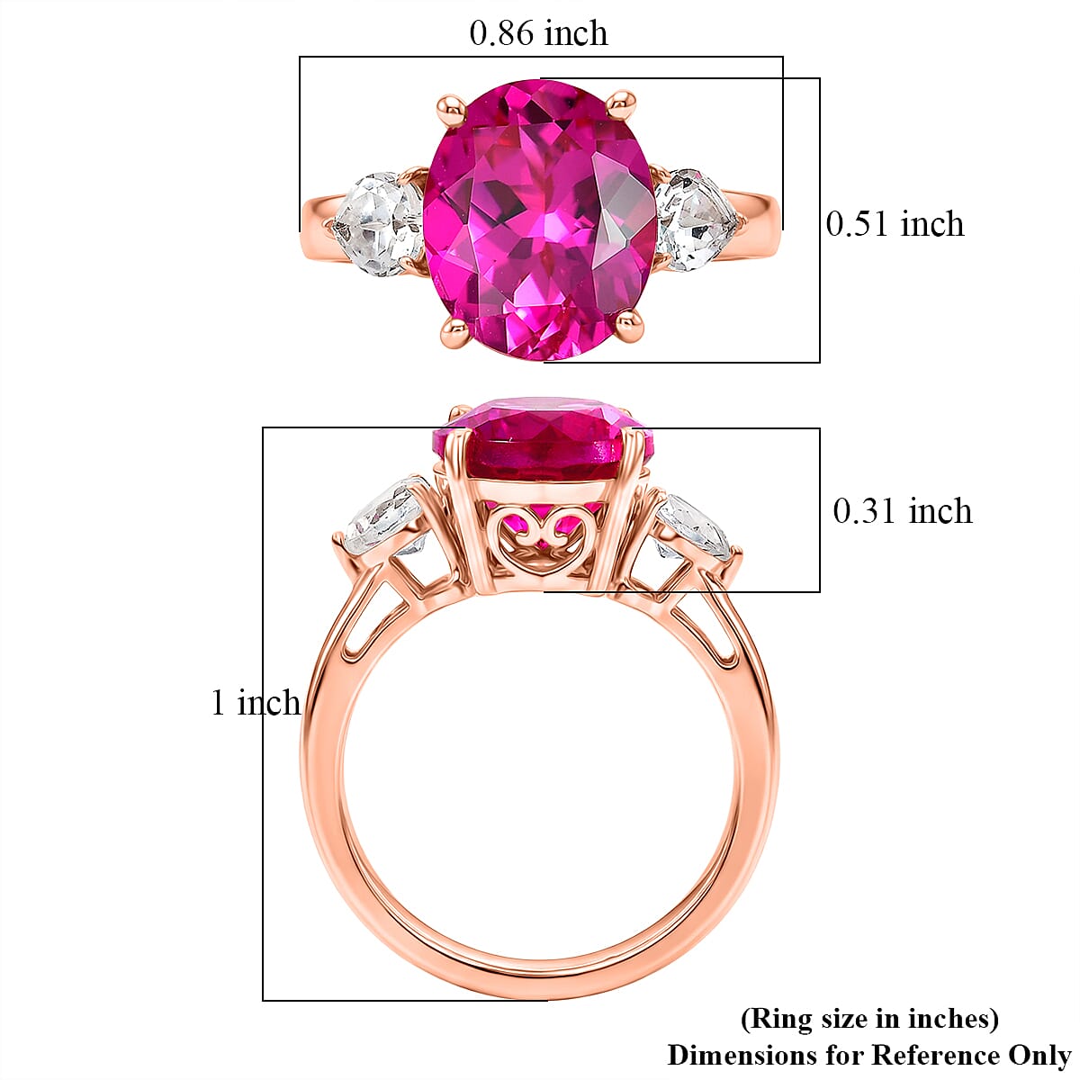 EverTrue Lab Created Pink and White Sapphire 7.50 ctw Crown Ring in 18K RG Plated (Size  6.0) image number 5