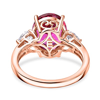 EverTrue Lab Created Pink and White Sapphire 7.50 ctw Crown Ring in 18K RG Plated (Size  7.0)