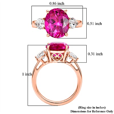 EverTrue Lab Created Pink and White Sapphire 7.50 ctw Crown Ring in 18K RG Plated (Size  7.0)