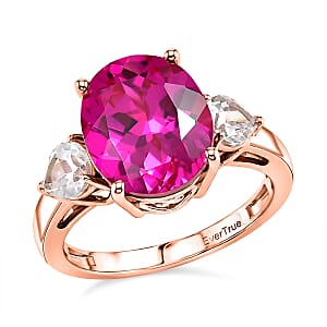 EverTrue Lab Created Pink and White Sapphire 7.50 ctw Crown Ring in 18K RG Plated (Size  8.0)