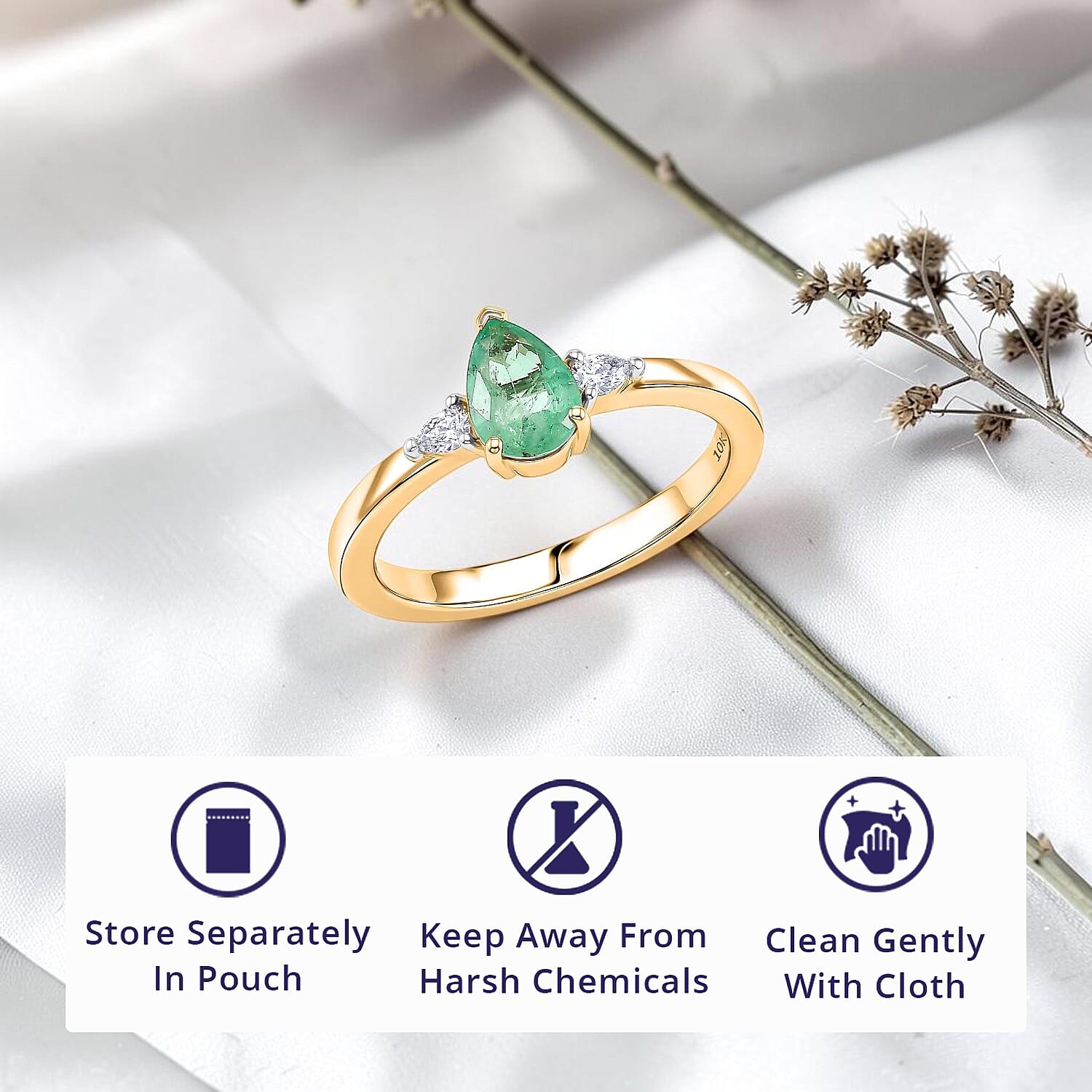 Luxoro Premium Boyaca Colombian Emerald and Diamond I2 0.75 ctw Green Flame Elegance Ring in 10K Yellow Gold (Size 10.0)