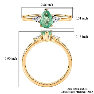 Luxoro Premium Boyaca Colombian Emerald and Diamond I2 0.75 ctw Green Flame Elegance Ring in 10K Yellow Gold (Size 10.0)