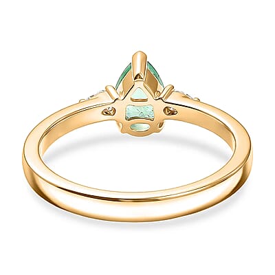 Luxoro Premium Boyaca Colombian Emerald and Diamond I2 0.75 ctw Green Flame Elegance Ring in 10K Yellow Gold (Size 10.0)