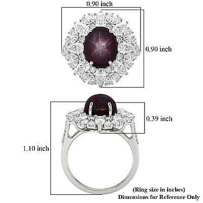 D'Joy Indian Star Ruby and Multi Gemstone 11.50 ctw Royal Star Bloom Ring in Rhodium Over Sterling Silver (Size 10.0)