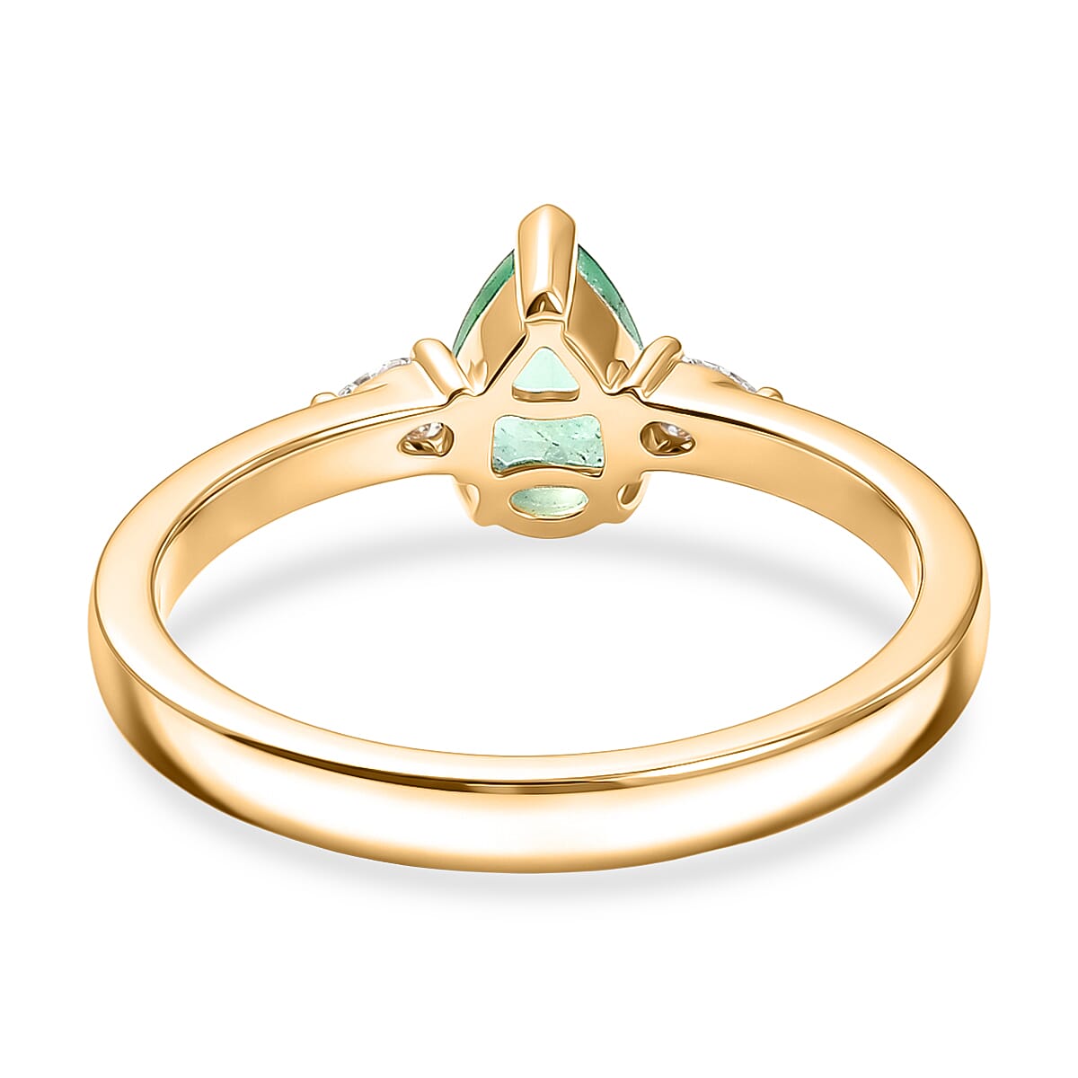 Luxoro Premium Boyaca Colombian Emerald and Diamond I2 0.75 ctw Green Flame Elegance Ring in 10K Yellow Gold (Size 6.0) image number 4