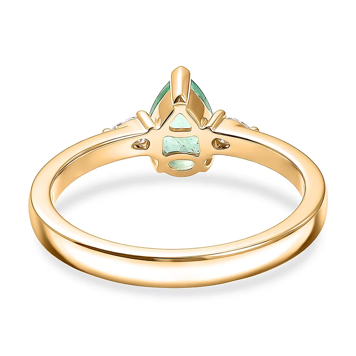 Luxoro Premium Boyaca Colombian Emerald and Diamond I2 0.75 ctw Green Flame Elegance Ring in 10K Yellow Gold (Size 6.0) image number 6
