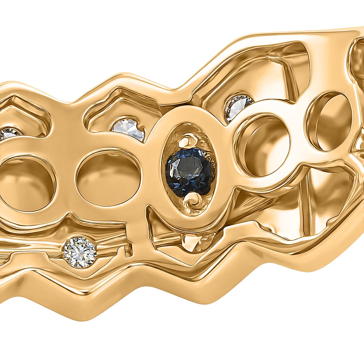 GP Premium Jalisco Fire Opal, Brown and White Zircon 2.50 ctw Ring in 18K Vermeil Yellow Gold Over Sterling Silver (Size 7.5)