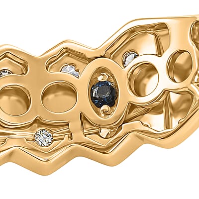 GP Premium Jalisco Fire Opal, Brown and White Zircon 2.50 ctw Ring in 18K Vermeil Yellow Gold Over Sterling Silver (Size 7.5)