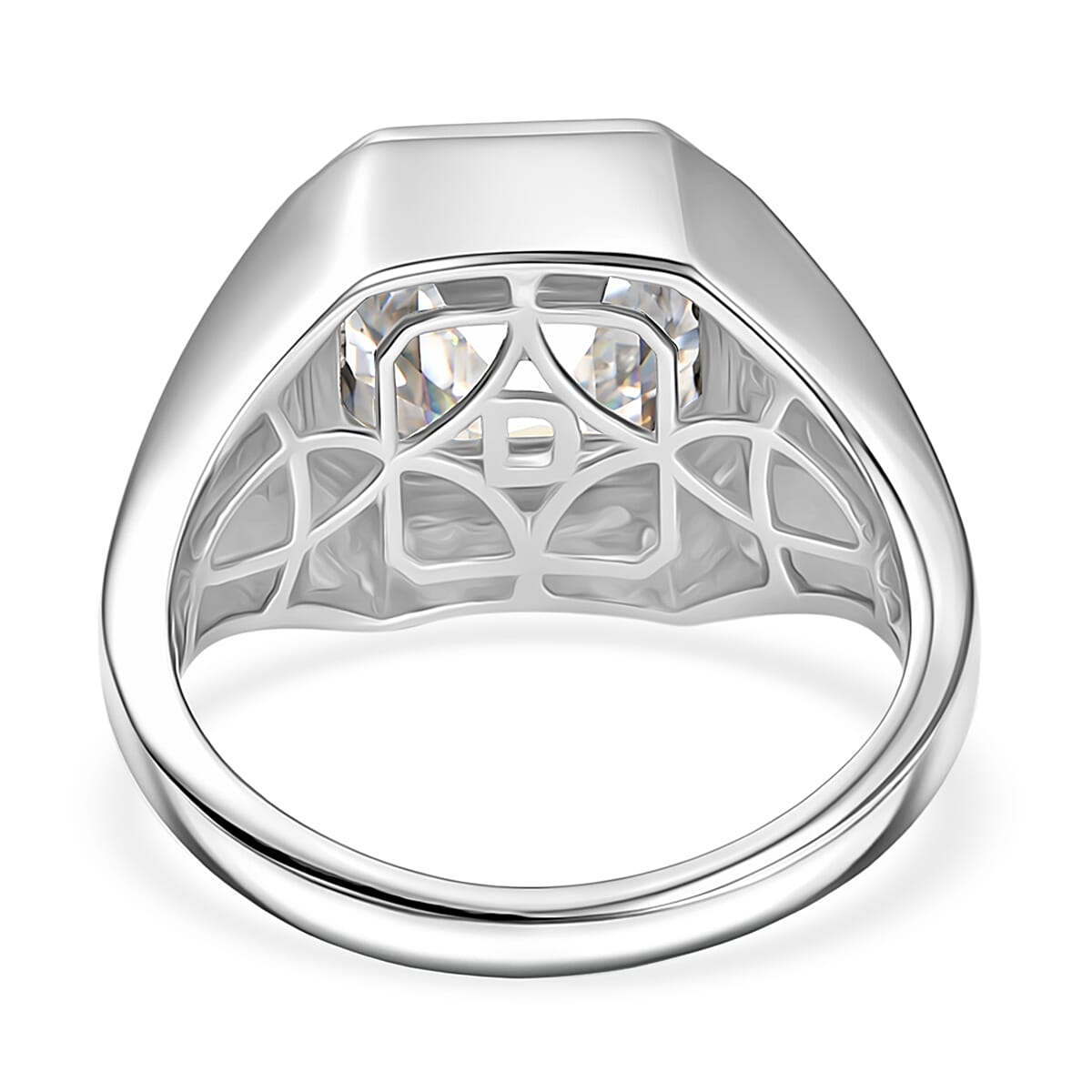 D'Joy Moissanite 9.60 ctw Men's Ring in Rhodium Over Sterling Silver (Size 11.0) image number 4
