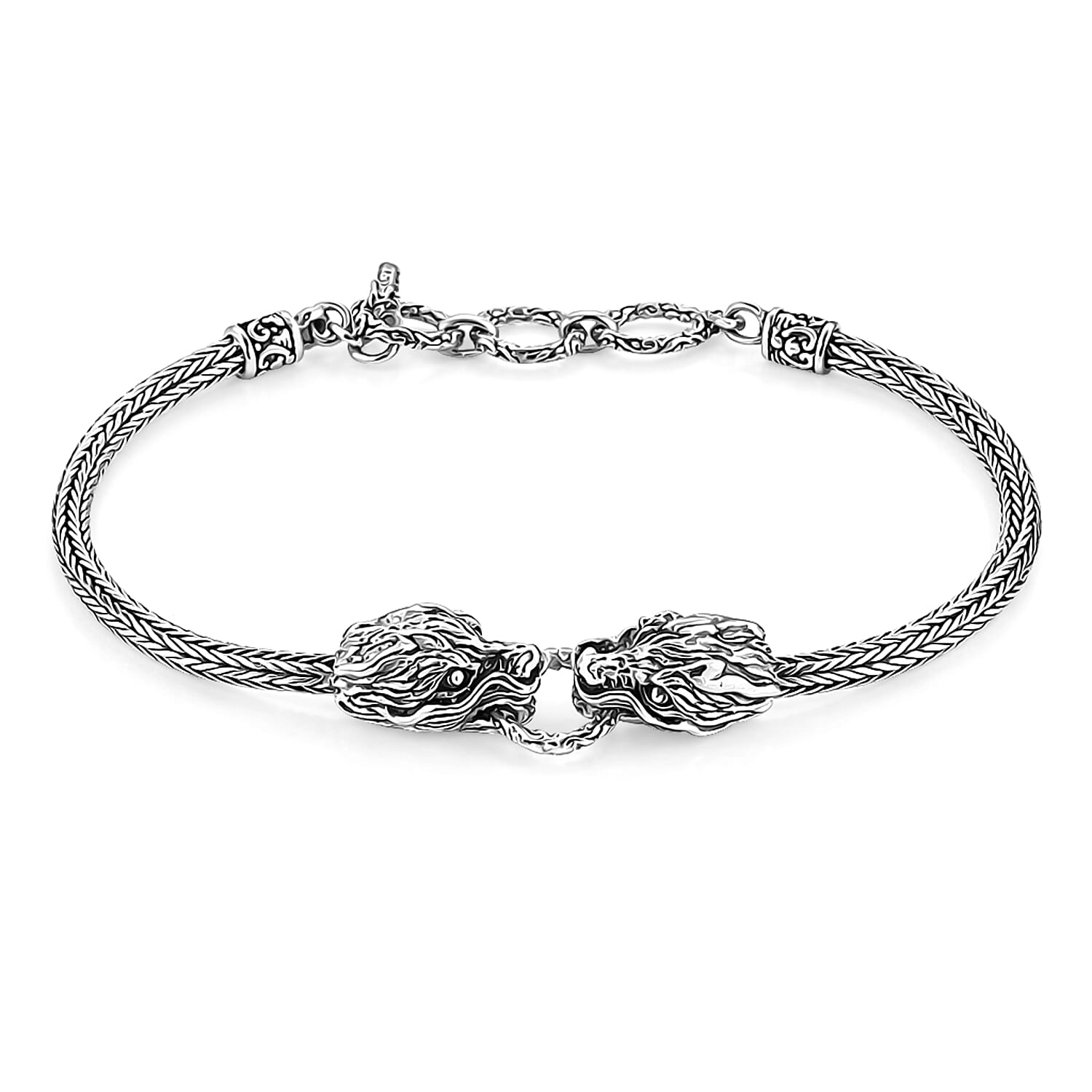 D'Joy Bali Legacy Dragon Bracelet in Sterling Silver (6.50-8.0In) 12.70 Grams